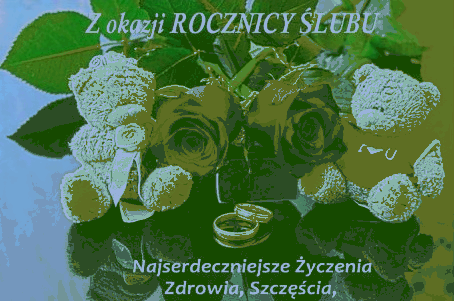 Misie me to you z kwiatami i życzeniami na rocznicę ślubu